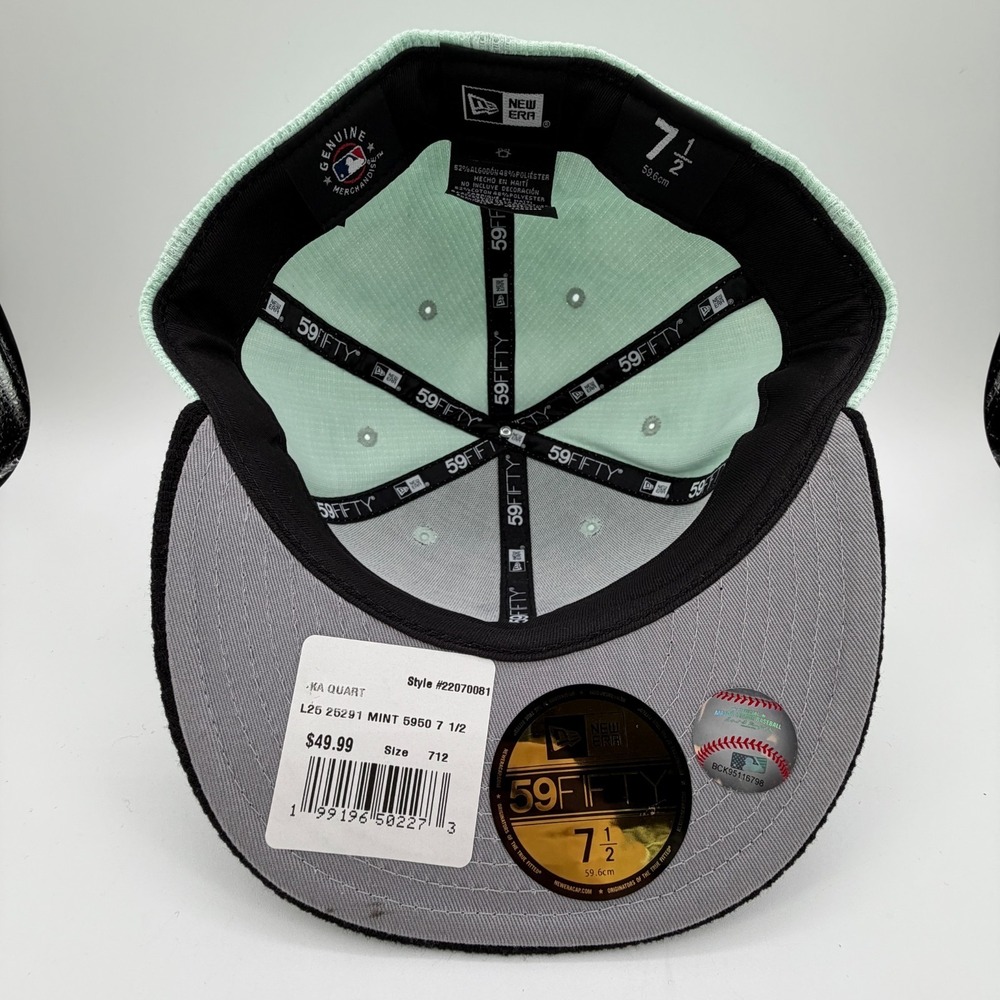 Chicago Cubs Thermal Knit Hat New Era 59Fifty Mint Green Black Fitted 7 1/2 NEW - Picture 12 of 12